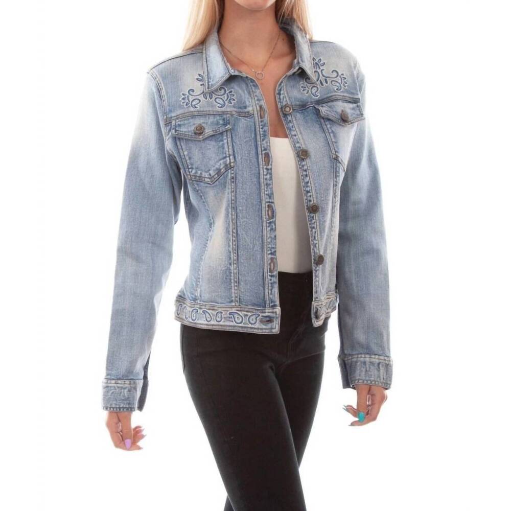 NEW SCULLY denim beaded jacket in blue